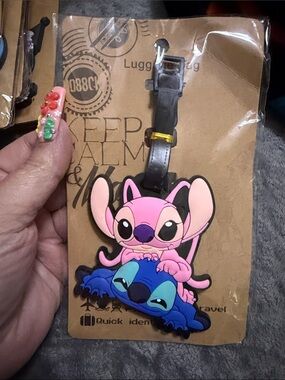 Stitch and Angel luggage tag
